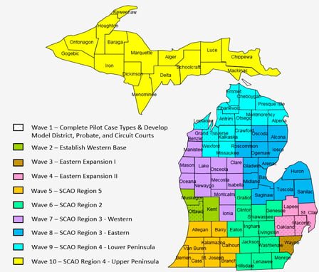Michigan e-file rollout map