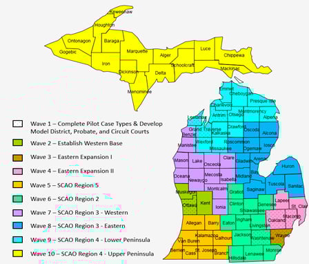 Michigan e-file rollout map