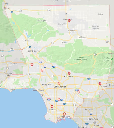 Los Angeles County Divorce Court Map